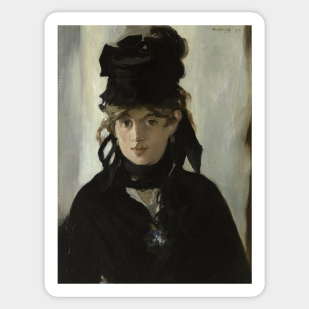 Berthe Morisot With a Bouquet of Violets by Edouard Manet Sticker by Classic Art Stall